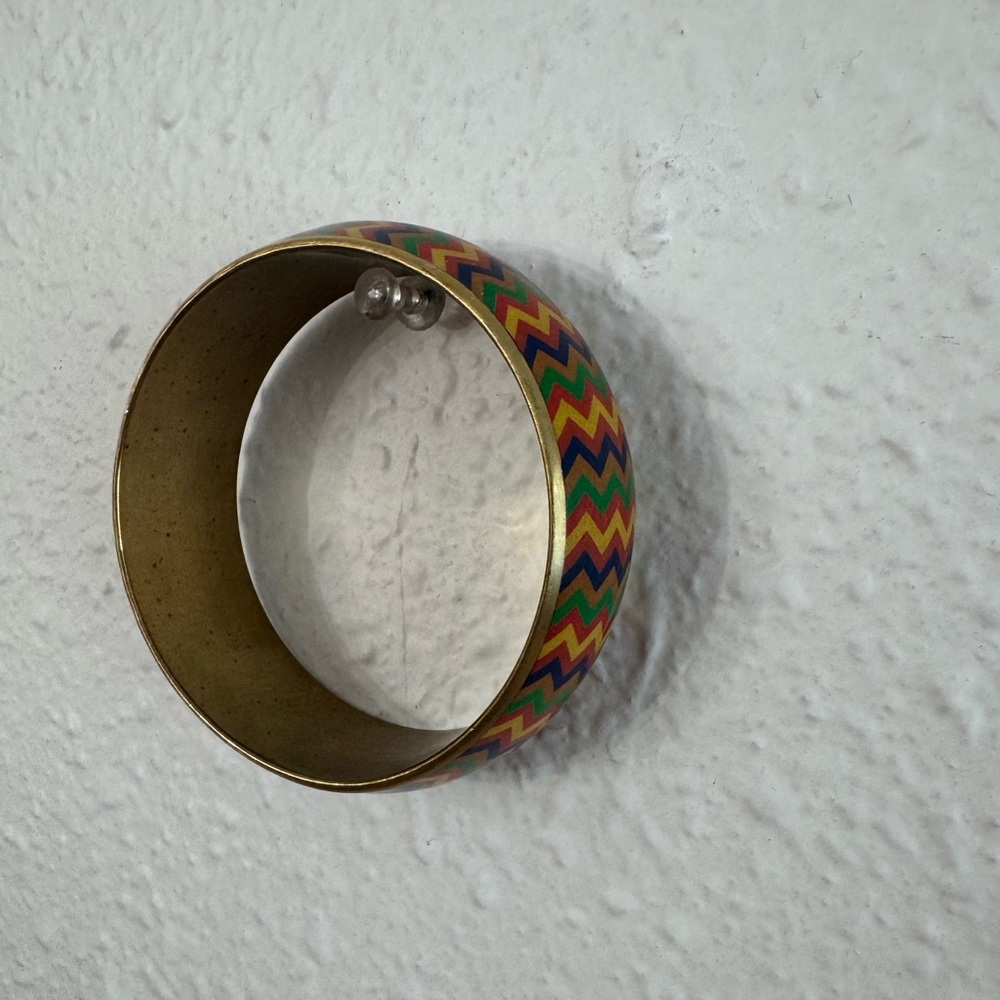 Multicolored Chevron Bangle Bracelet – Colorful Boho Chic Geometric Jewelry